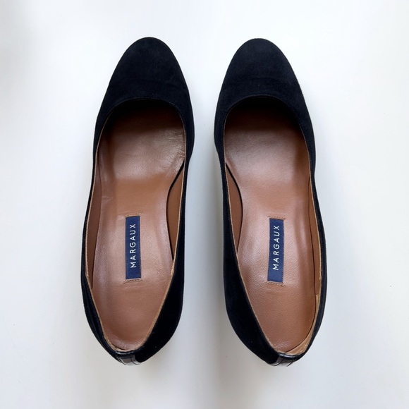 Margaux The Heel Suede Pumps Block Heel Almond Toe Work Office Minimal - Picture 9 of 15